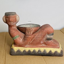 Vtg INAH Mexico Chac Mool Chacmool Rain God Sculpture Terracotta Clay W Bowl picture