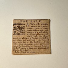 A Farm House & Barn March 1799 Charles Deming Needham MA 1799 Clipping 5AK9-S8 picture