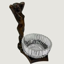Antique Jennings Brothers Art Deco Figural Nude Woman Ashtray Glass Bowl JB picture
