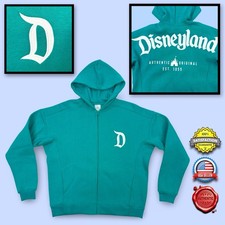 Disney Parks Disneyland Embroidered Full Zip Teal Hoodie Hooded Jacket ADULT XS picture