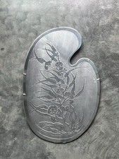Palette-shaped brushed etched aluminum platter signed by artist Don Sheil picture