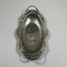 Rodney Kent Hammered Aluminum Tray Silver Tulip Floral Hand Wrought 404 picture