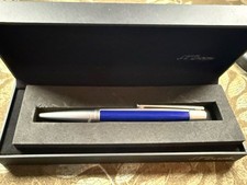 S T DuPont Blue And Chrome Defi Ballpoint Pen  picture