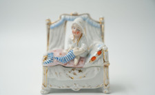 Antique Victorian Porcelain Trinket Box German Child W/ Socks picture