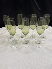 Six (6) Vina by Libbey Glass Company 9 1/4” Green Fluted Champagne Glasses picture