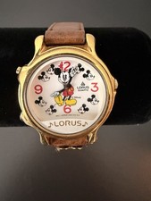 Vintage Lorus Mickey Mouse Musical Quartz Watch - Original Leather Strap picture