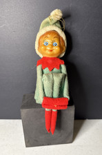 Knee Hugger Elf Pixie Christmas Green & Red Vtg Japan picture