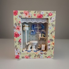 Vtg Arister Gifts Bathroom 3D Oblong Wooden Shadow Box 10x8 Refurbished picture