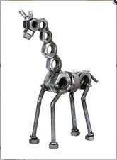 Baby Giraffe Hand Crafted Recycled Metal Art Sculpture Figurine picture