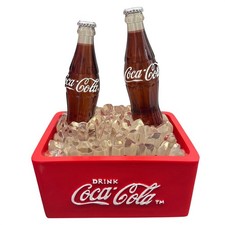 Coca-Cola 2 Bottle Fountain Table Top Red Crate Faux Ice Decor Retro picture