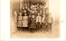 1910s RPPC Rural School Group Photo Postcard Teacher Pupils Louisa Note picture