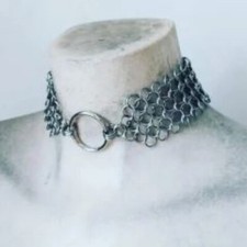 Aluminum Butted Chainmail Collar Necklace – O-Ring Choker Gothic Punk Cosplay. picture