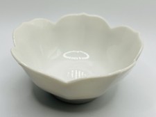Vintage White Fine Porcelain Lotus Flower Petal Small Bowl Dish Scalloped picture