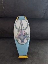 VINTAGE ANTIQUE CT CARL TIELSCH ALTWASSER HAND PAINTED FLOWERS IN HANGING BASKET picture