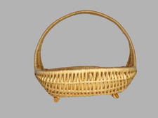 Large Vintage Wicker Market Basket 15x10x15 Arched Handle Storage Boho picture