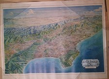 HTF Vtg Greater Los Angeles CA Birdseye Map JACK  MOFFETT Death Valley 29x21.5