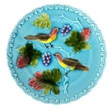 Antique Zell Germany Majolica Plate Turquoise 7