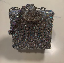 VTG Inspired Elegant Rhinestone Embellished Evening Clutch Bag with Chain Strap picture
