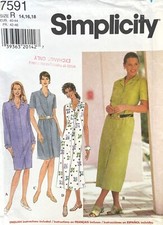 1990's Simplicity Misses' Dress Pattern 7591 Size 14-18 UNCUT picture
