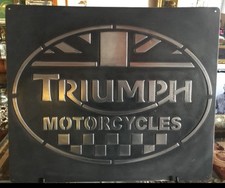Triumph Vintage Steel Garage Sign 20x24 Handmade Aluminum Relief picture