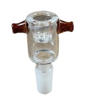 14mm Clear Male Glass Bowl piece built in ashcatcher brown thumb nubs picture