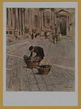 1963 Lonely Flower Seller Italy Pimenov Socialist Realism USSR Art Postcard picture