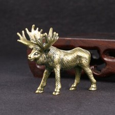 Solid Brass Elk Figurine Deer Statue Animal Figurines Toys Desktop Decoration picture