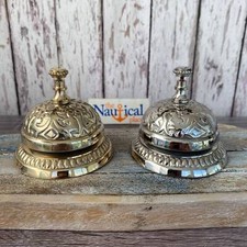 Victorian Brass Desk Bell w/ Ringer - Antique Vintage Style - Retail Countertop  picture
