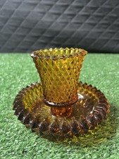 Indiana Amber glass Votive Candle holder 2 Pieces VTG picture
