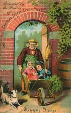1870s-80s Lovely Kids In Wheel Barrel Carter's Little Liver Pills Trade Card F18 picture