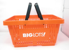 BIG LOTS Shopping Hand Basket w Handles • Plastic Grocery Tote Orange Full SIze picture