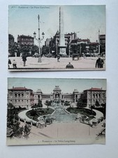 2 Antique Marseille France Postcards Place Castellane Palais Longchamp c1905 F.G picture