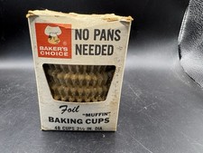 Vintage Baker's Choice Foil Muffin Baking Cups Box Fluted Paper Products Prop picture