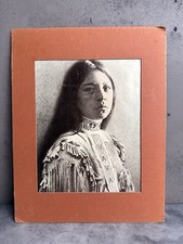 Antique Native American US Portrait Photo Print, Young Woman in Beaded Dress picture