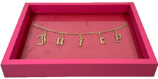 Juicy Couture Trinket Tray Hot Pink Glass Jewelry Vanity Decor 13 x 10 picture