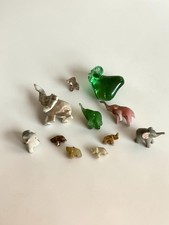 Small & Tiny VTG Elephant Collectible Figurines Glass, Stone,Lot 9 Pieces picture