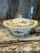Vintage Noritake Morimura Bros Japan Covered Vegetable Serving Bowl Ivory Floral picture