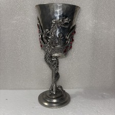 VTG Fellowship Foundry Lorenzo Dragon Pewter Goblet Chalice Red Crystals Ltd picture