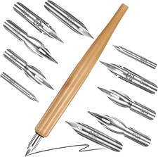 11 Pcs Dip Pen Set - Comic Pen Nib Set - Oblique Calligraphy - Stainless Stee... picture