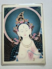 Lalman Lama White Tara Tibetan Buddhist Art Robert Beer Vintage Laminated Print picture