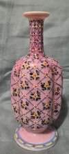 Antique Thomas Webb Harrach Bohemian Enameled Art Glass Opaline Victorian Vase picture