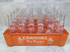 24 Vintage POP SHOPPE 1971 Carousel Picture Acl Bottle Warren Ohio W/ Crate picture