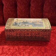 Vintage E. Otto Schmidt Hinged Tin Box Liverpool England Old English 1845 Scene picture