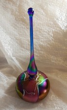 Iridescent Vintage American Hand Blown art glass Signed perfume bottle w stopper picture