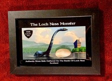 The LOCH NESS MONSTER Stone Relic From Scotland Soil Sample Framed With COA picture