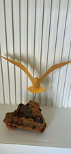 Vintage John Perry Wood Burl Sculpture Beach Cabin Driftwood Bird AttachSeagull  picture