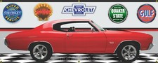 1970 CHEVY CHEVROLET CHEVELLE SS RED BLACK CAR GARAGE SCENE BANNER SIGN MURAL picture