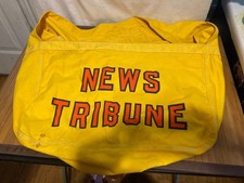 Vintage News Tribune Newspaper Carrier Bag Newsboy Delivery Satchel Yellow 1960s picture