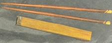 Pair of Hand Carved Wooden Chopsticks W/Embroidered Case  picture