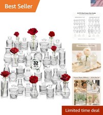 Clear Glass Bud Vase Set of 32 Pcs,Small Bud Vases in Bulk,Glass Crystal Flow... picture
